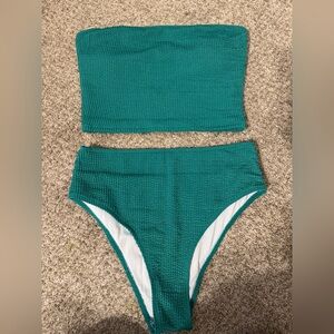 SHEIN Teal Bandeau Bikini Set